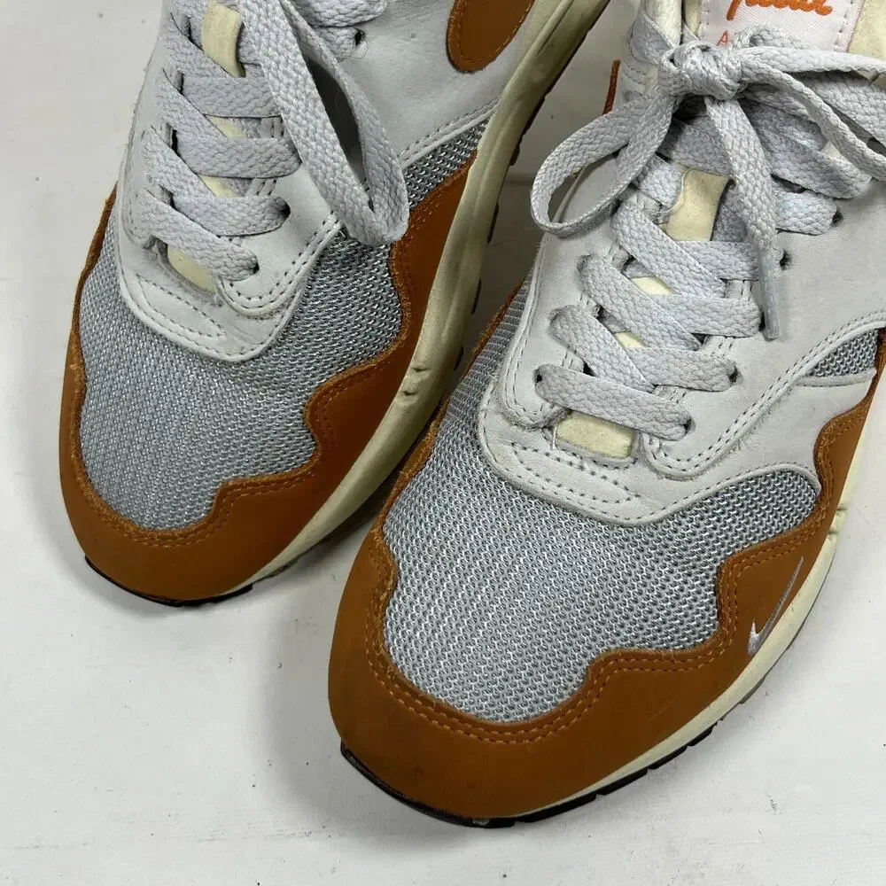 NIKE Air Max 1 Patta Monarch Mens 8 Leather Metallic Sneakers DH1348-001 Orange